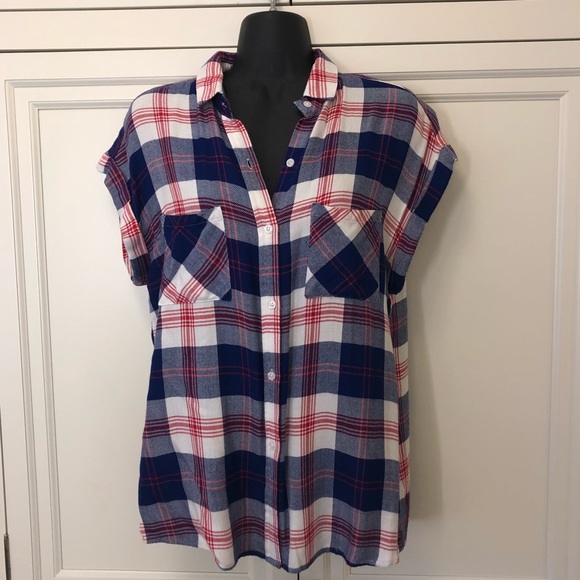 RAILS short sleeve flannel bottom Down, XS - Picture 1 of 3